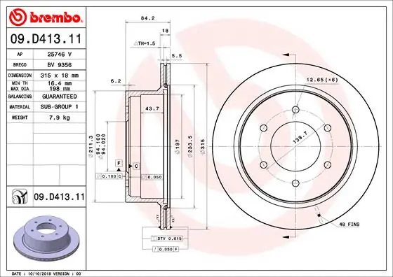 Promocja - Tarcza hamulcowa BREMBO 09.D413.11