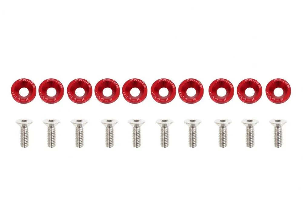Wielka wyprzedaż - Śrubki, podkładki ozdobne M6x1.0 15mm JDM Red